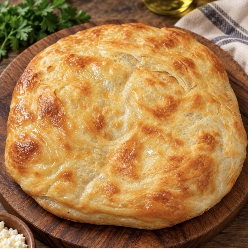 Feteer meshaltet, golden and flaky